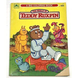 VTG 1986 Golden THE WORLD OF TEDDY RUXPIN Big Coloring Book *1pg colored - Read*